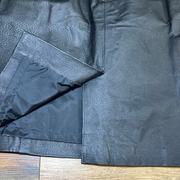 Vintage Black Leather Pencil Skirt 1980s 80s Rock Chic Office Siren Dark - Picture 7 of 9